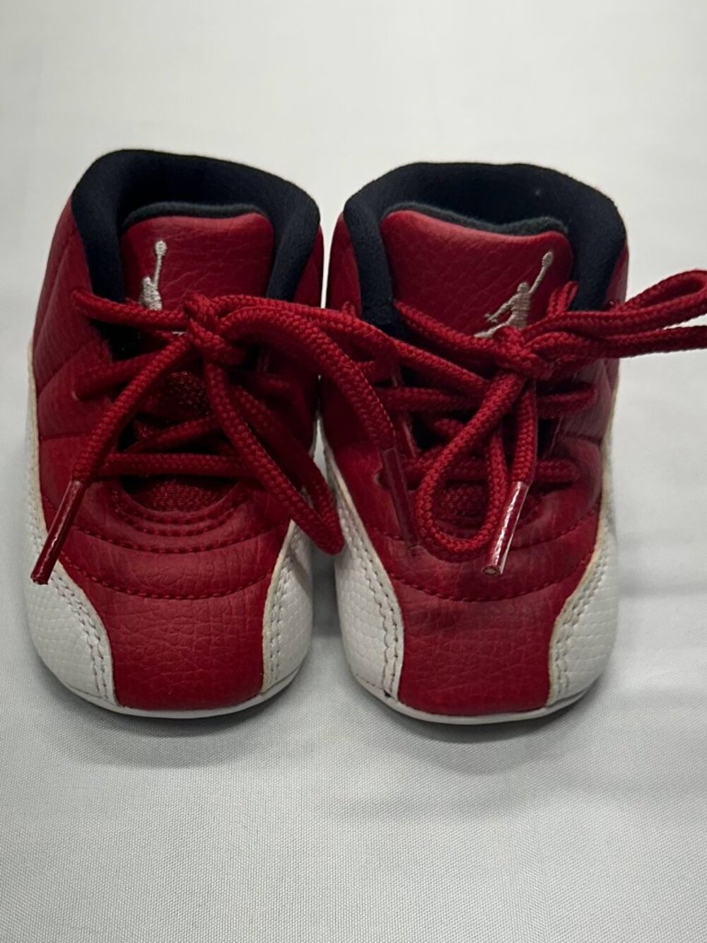 NIKE Air JORDAN Retro 12 Red / White 1C Baby Booties Soft Crib Shoes 378139-600